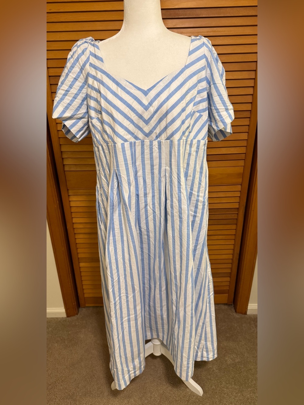 a new day Blue and White Striped Midi Dress